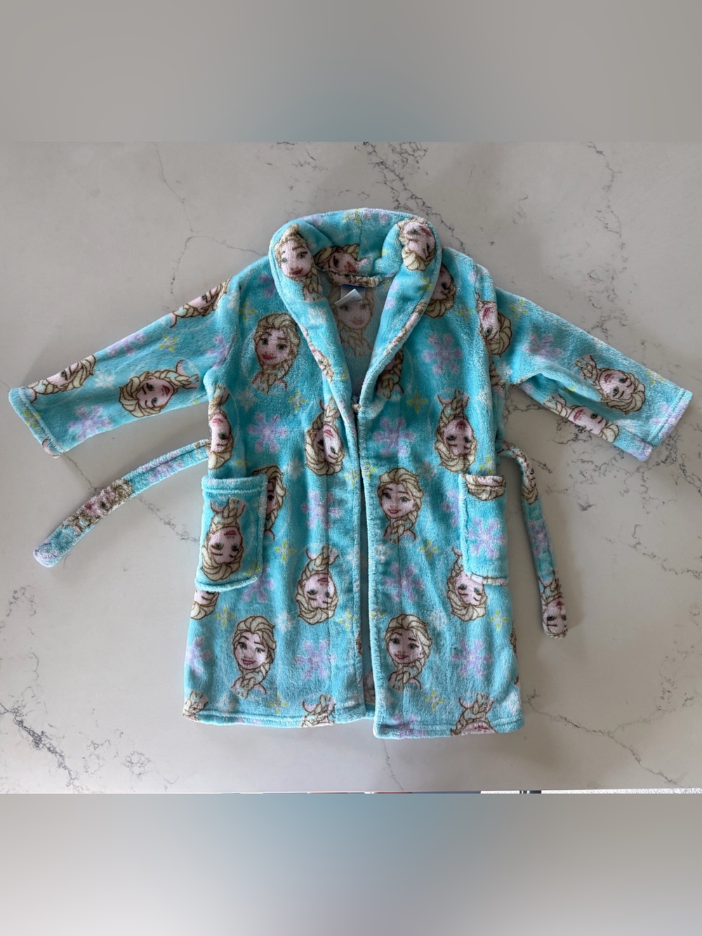 Disney Frozen Elsa Plush Hooded Belted Bath Robe Girls 4T
